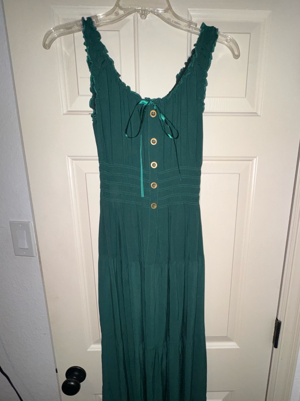 Ost Teal Green Maxi Dress with Button Front